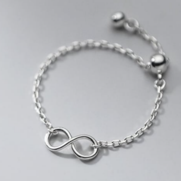 Chain Free Size Ring with Infinity Symbol Design